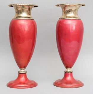 Pair of Silver and Copper Vases by La Pierre