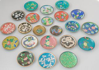 Lot of 22 Chinese Cloisonne Dishes