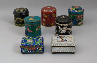 Lot of 7 Chinese Cloisonee Boxes