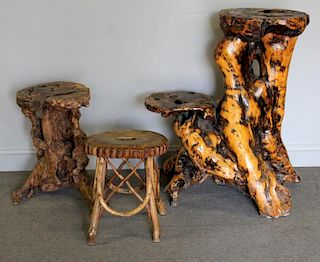 3 Pieces of Rustic Tree Furniture.