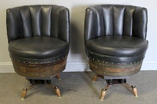 Pair of Vintage Upholstered Barrel Chairs.
