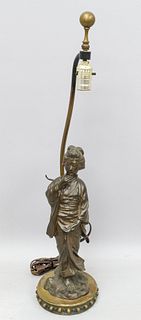 Early to Mid 20th C. Japanese Bronze Figural Lamp