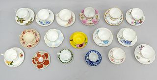 Lot of 17 Fine Porcelain Cups and Saucers