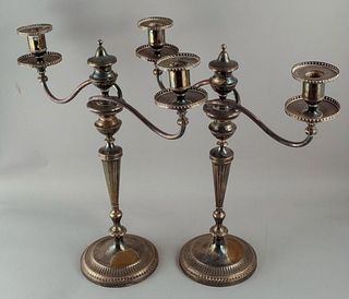 Pair of Early English Silver Plate Candelabra