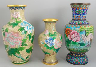 Lot of 3 Asian Cloisonne Vases