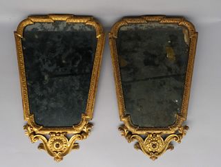 Pair of Italian Rococo Giltwood Girandole Mirrors