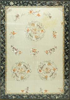 Large Framed Qing Dynasty Chinese Silk Embroidery