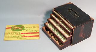 Antique Mah Jongg Set with Case and Book