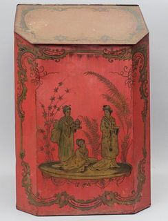 Red Painted Tole Tea Canister