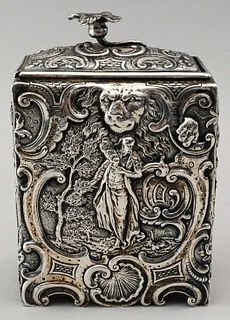 German 800 Silver Ornate Tea Caddy