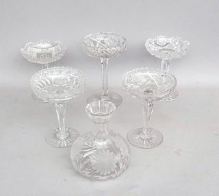 Lot of Cut Glass Compotes and Carafe