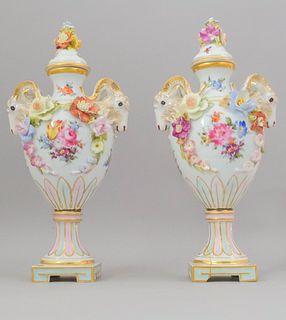 Pair of Carl Thieme Covered Courting Urns