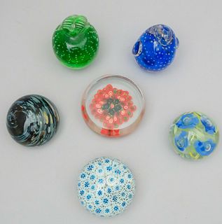 Lot of 6 Studio Art Glass paperweights