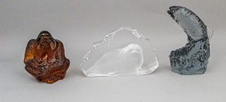 3 Swedish Art Glass Paper Weights Kosta etc.