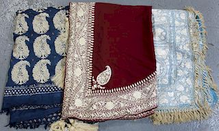 Lot of 3 Fine Quality Silk Embroidered Fabrics.