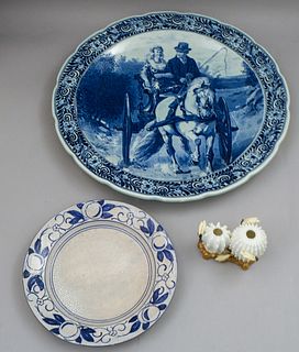 3 Piece Porcelain Including Moore Dedham Delft