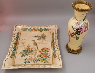 Large Antique Satsuma Porcelain Tray