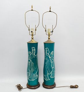 Pair of Asian Inspired Porcelain Lamps