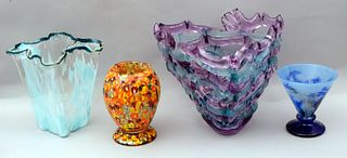 Lot of 4 Decorative Art Glass Vases