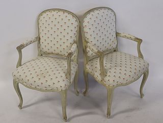 Pair of Upholstered Style Louis XV Chairs