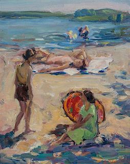 Francesco J. Spicuzza, (Wisconsin, 1883-1962), On the Beach, circa 1930's