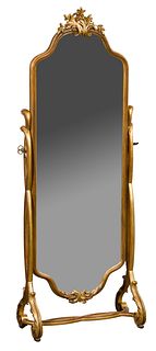 Gilt and Painted Wood Cheval Mirror