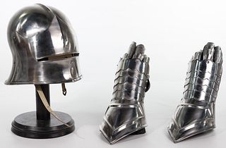 Knight Reproduction Helmet and Gauntlets