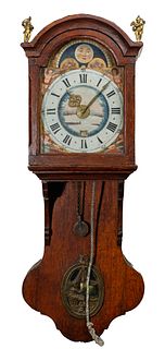 Dutch Hood Oak Weight Wall Clock