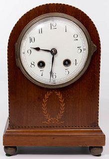 Mahogany Inlaid Mantel Clock
