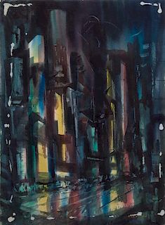 Earl W. Gessert, (Wisconsin, 1918-1996), Rooftops, Skyscrapers, Abstract and Urban Buildings (four works)