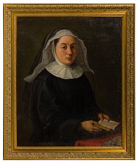 Unknown Artist Oil On Burlap Portrait