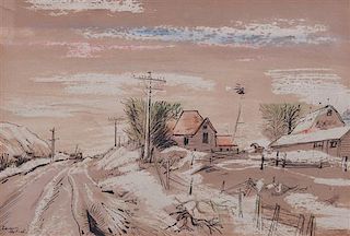 Aaron Bohrod, (Wisconsin, 1907-1992), Untitled (Farm II)