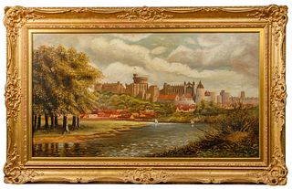 W.D. Thorne (European, 19th / 20th Century) 'Thames Near Windsor Castle' Oil on Canvas