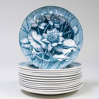 Set of Thirteen Wedgwood Transfer Printed Salad Plates in the 'Lily' Pattern