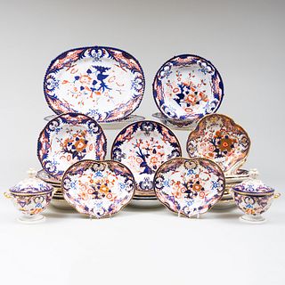 Assembled Royal Crown Derby and Bloor Derby Porcelain Part Dinner Service in the 'Kings' Pattern