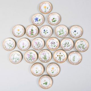 Set of Twenty-Two Royal Copenhagen Porcelain 'Flora Danica' Butter Pats