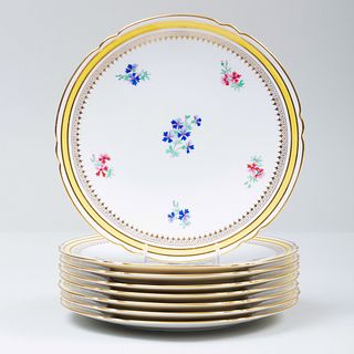 Set of Eight Copeland Porcelain Transfer Printed and Enriched Salad Plates