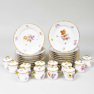 Royal Copenhagen Porcelain Dessert Wares in the 'Saxon Flower' Pattern
