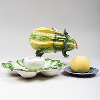 Group of Three Ceramic Vegetable and Fruit Form Articles 