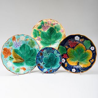 Two Wedgwood Majolica Plates with Grape Leaf Decoration