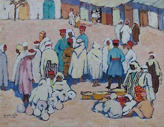 Michelangelo Robert Clas, (American, b. circa 1905), Arab Marketplace, 1929