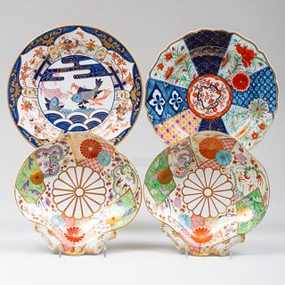 Group of Worcester Chinoiserie Porcelain Dishes