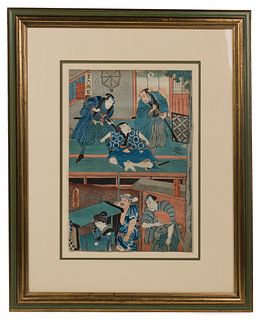 Utagawa Toyokuni III (Japanese, 1785-1864) 'Forty-Seven Samurai' Woodblock Print