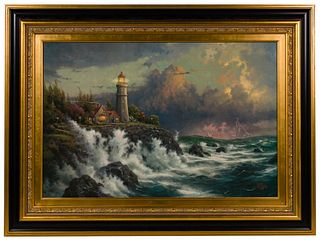 Thomas Kinkade (American, 1958-2012) 'Conquering the Storms' Offset Lithograph on Canvas