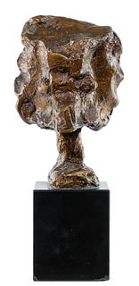 George Spaventa (American, 1918-1978) 'Grotesque Head' Bronze Sculpture