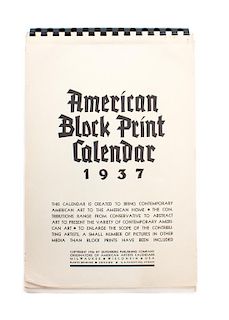 An American Block Print Calendar, 1937, 11 x 7 1/4 inches.