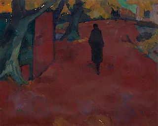 * Ib Eisner, (Danish, 1925-2003), Autumn Forest With Figure