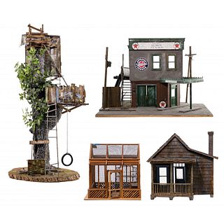 Tree House, Custom House and Texaco Station Miniature Assortment