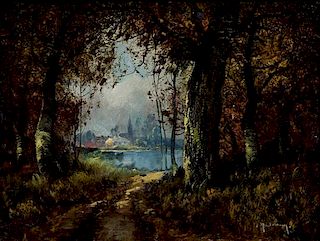 Artist Unknown, (late 19th/early 20th century), Forest Path and Forest Cottage (two works)