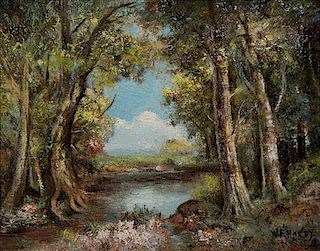 William F. Hardy, (American, 1877-1933), The Wooded Lake